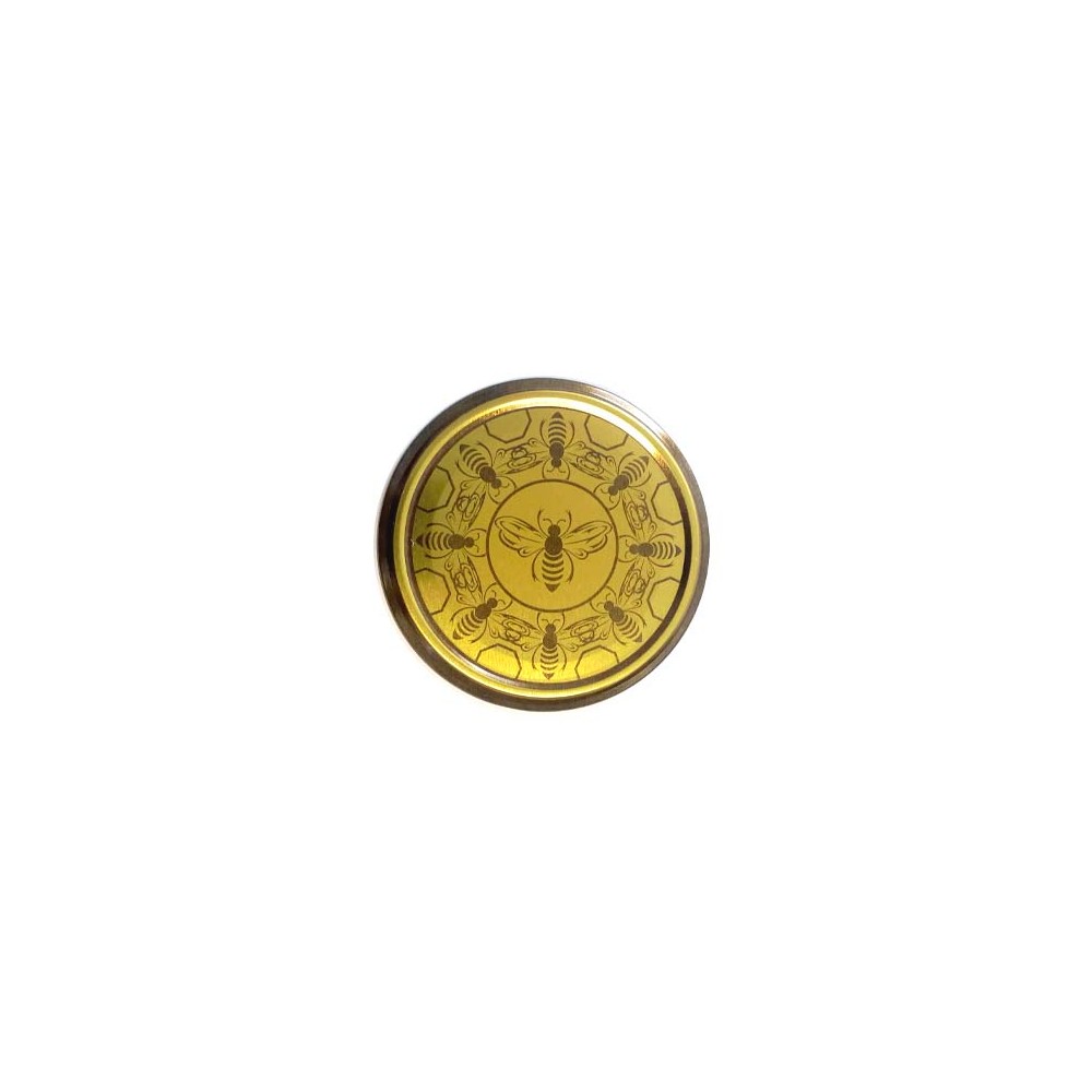82mm Twist-Off Lid (Gold Bee Logo Pattern) x 10 Lids