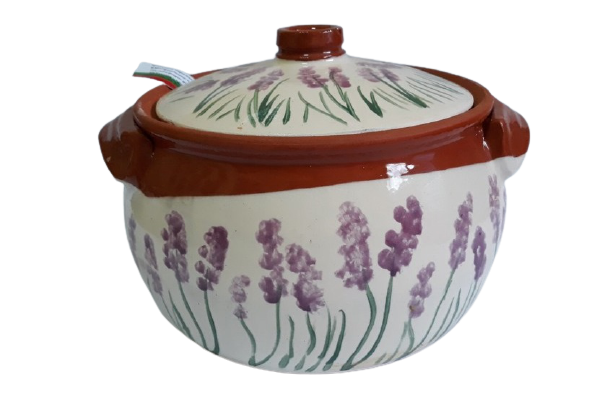 Handmade Lavender Decorated Baking Dish with Lid - 4.5 litres