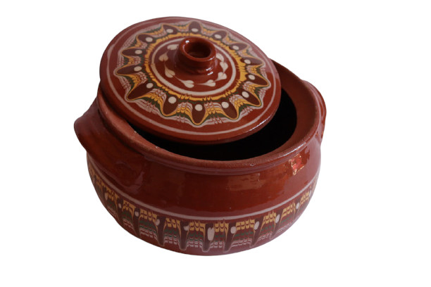 Handmade Troyan Pattern Baking Dish with Lid - 7 litres